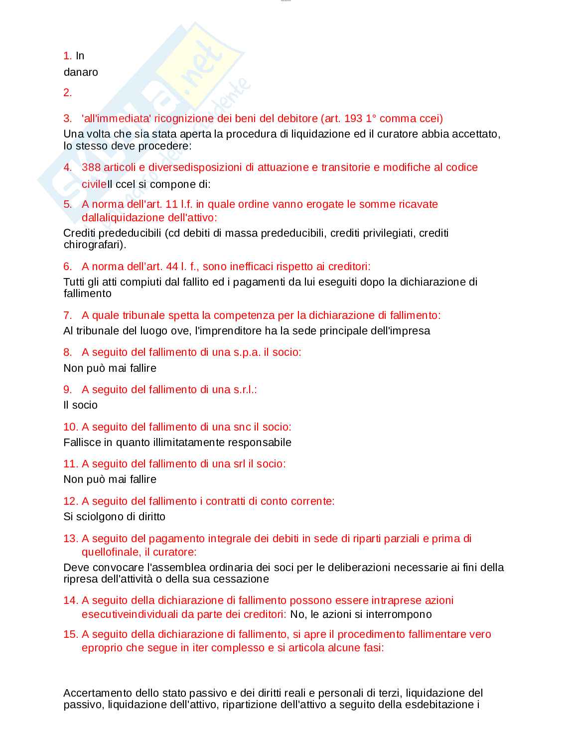 Paniere esame Diritto fallimentare  Pag. 2