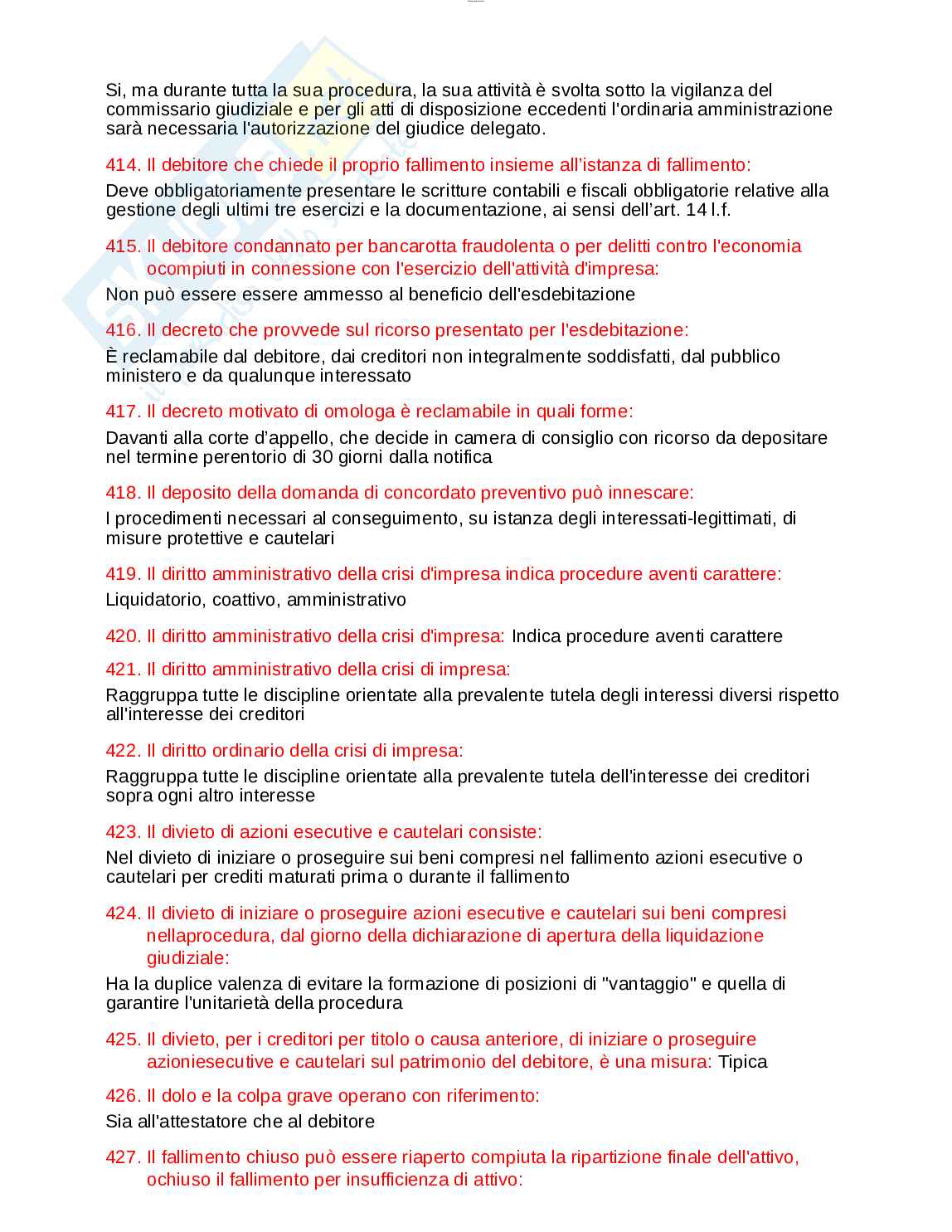 Paniere esame Diritto fallimentare  Pag. 31