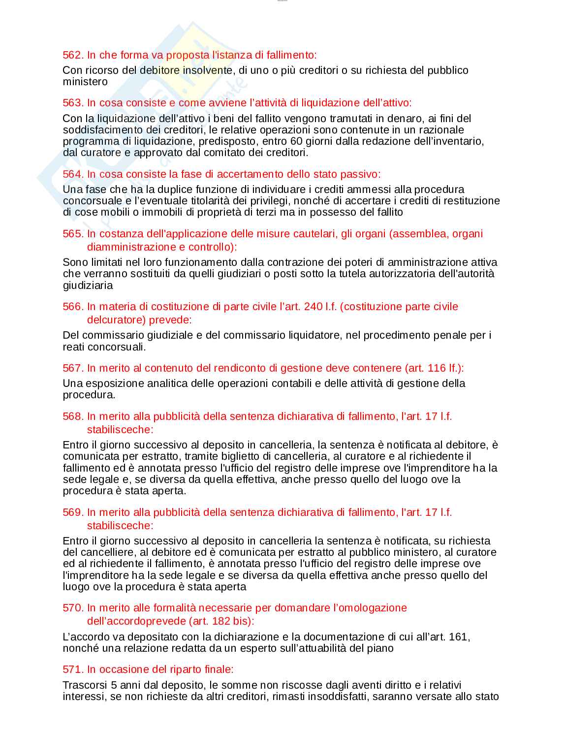 Paniere esame Diritto fallimentare  Pag. 41