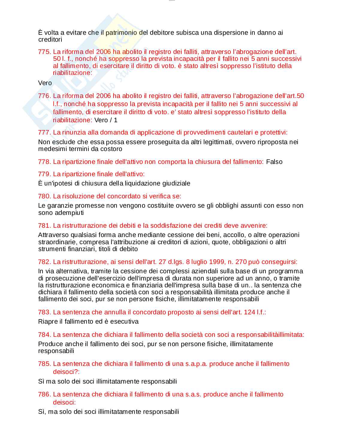 Paniere esame Diritto fallimentare  Pag. 56