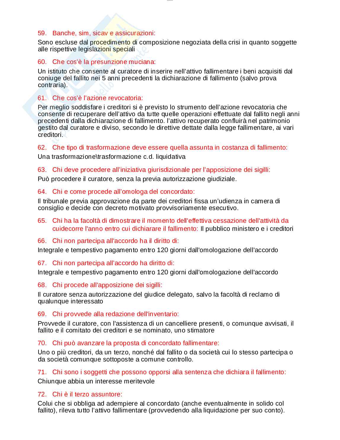 Paniere esame Diritto fallimentare  Pag. 6