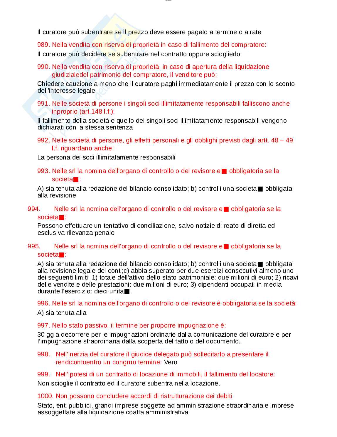 Paniere esame Diritto fallimentare  Pag. 71
