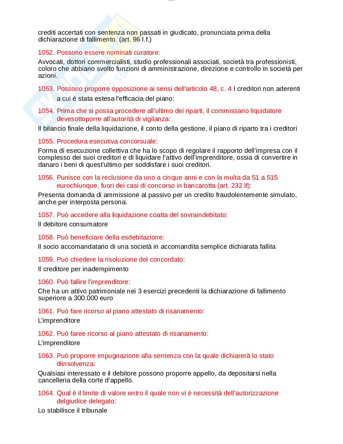 Paniere esame Diritto fallimentare  Pag. 76
