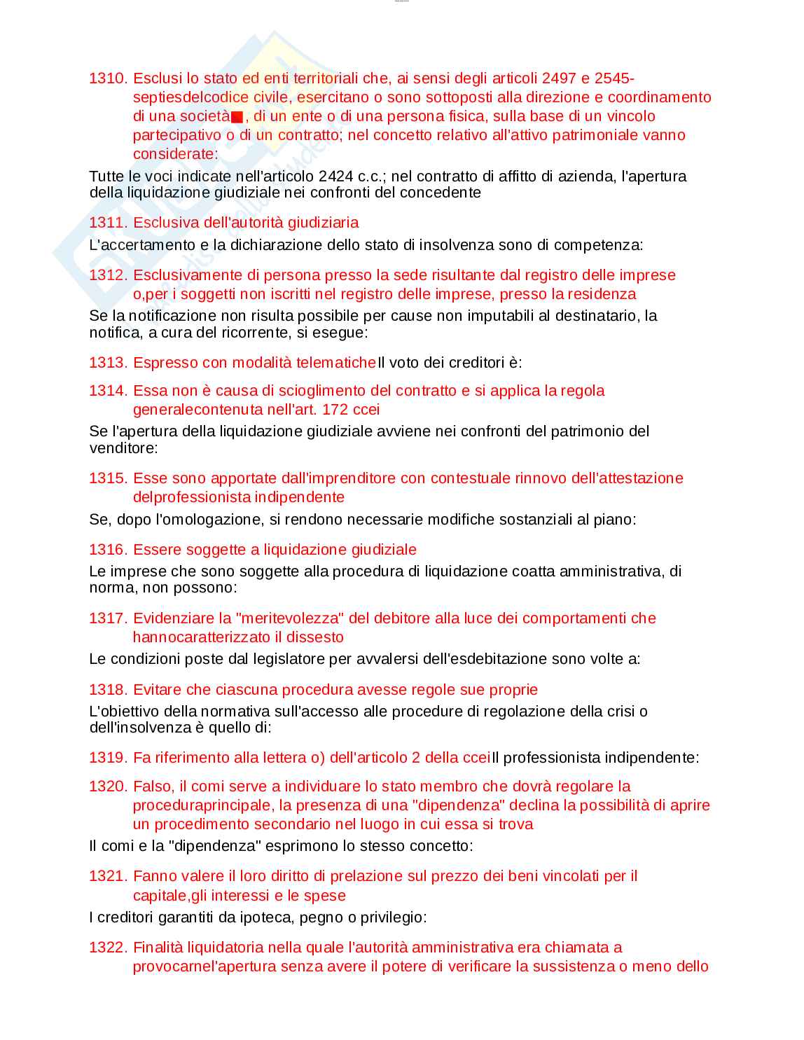 Paniere esame Diritto fallimentare  Pag. 96