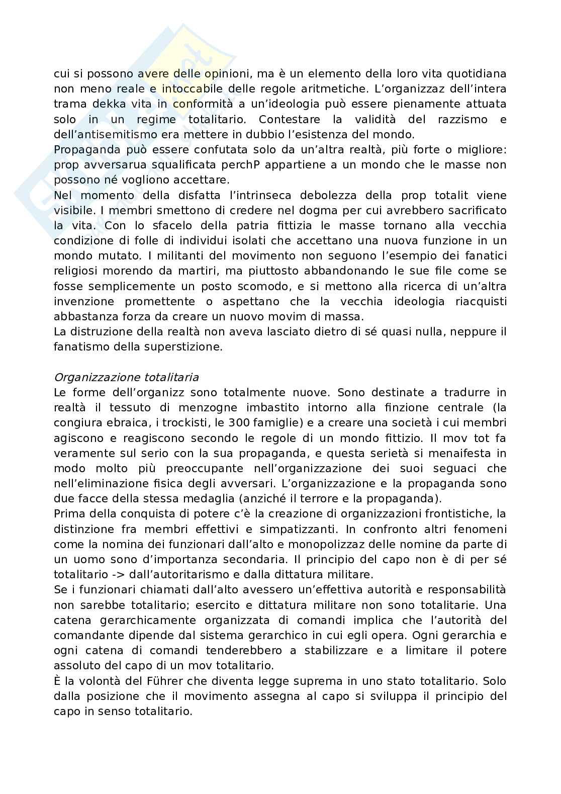 Riassunto esame Critica teoria e comparatistica letteraria, Prof. Sinopoli Franca, libro consigliato Le origini del totalitarismo, Arendt Pag. 6