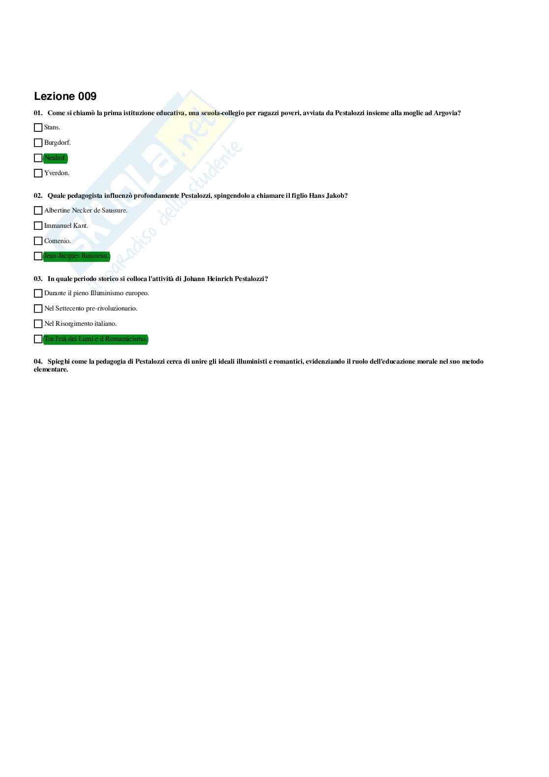 Paniere Storia della pedagogia  - Risposte multiple (2026) Pag. 11