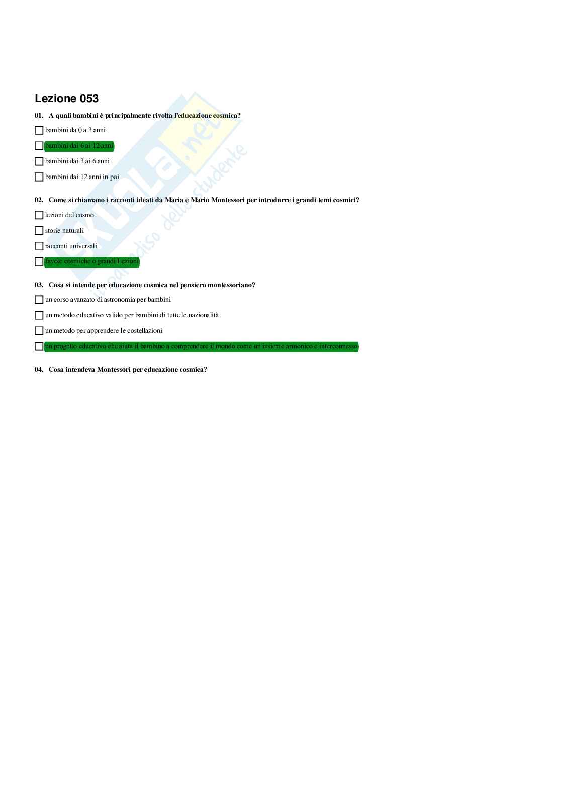 Paniere Storia della pedagogia  - Risposte multiple (2026) Pag. 56