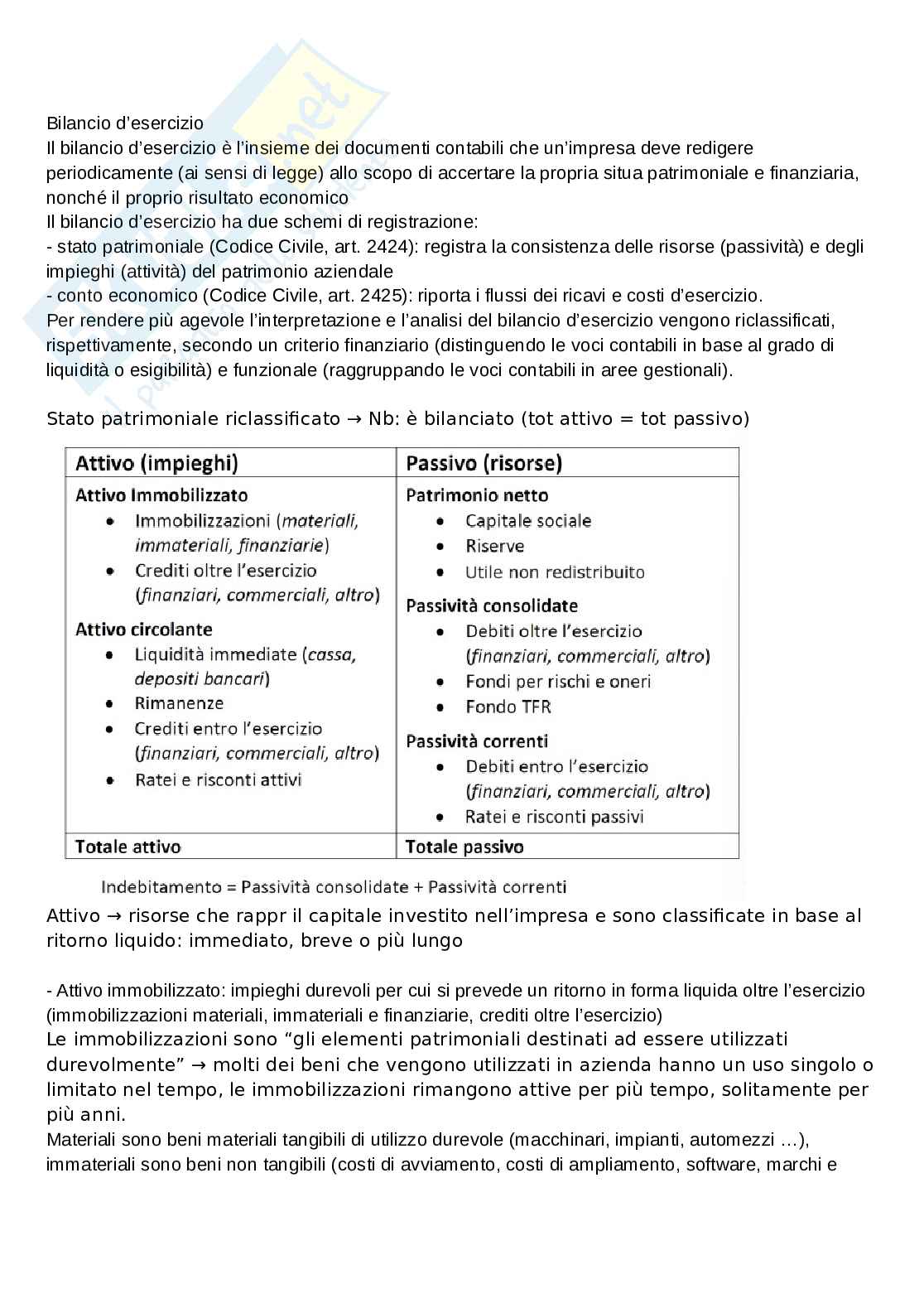 Statistica per l’economia e l’impresa - indici di bilancio Pag. 1