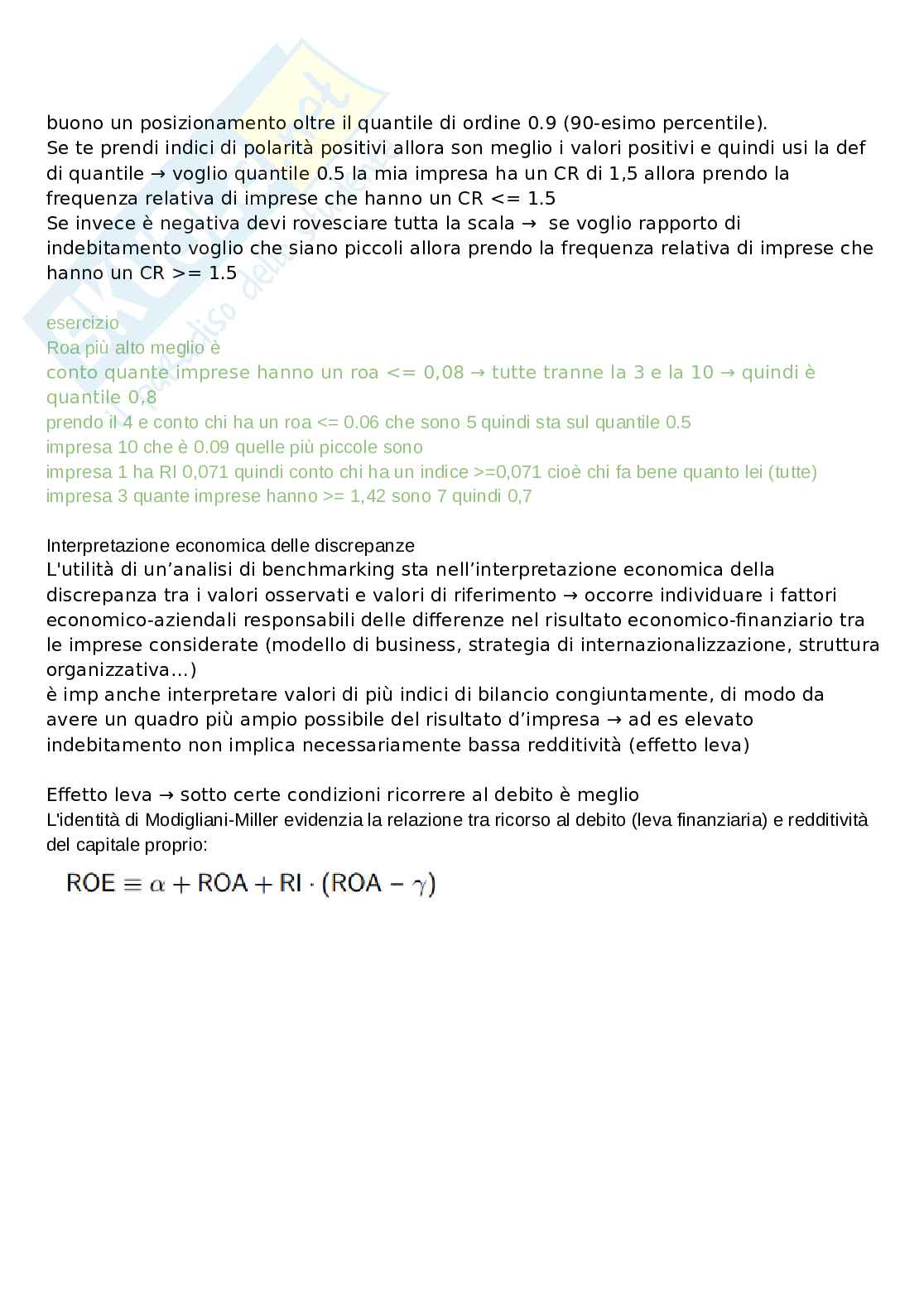 Statistica per l’economia e l’impresa - indici di bilancio Pag. 11