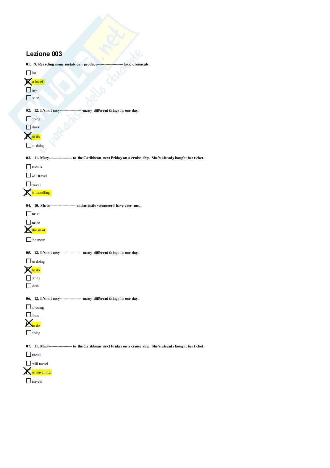 Risposte domande chiuse Lingua inglese aggiornate 2026  Pag. 11