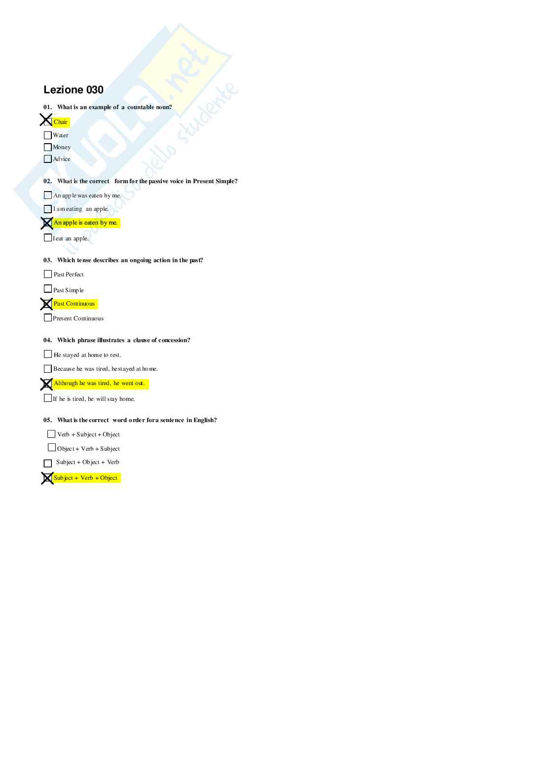 Risposte domande chiuse Lingua inglese aggiornate 2026  Pag. 46