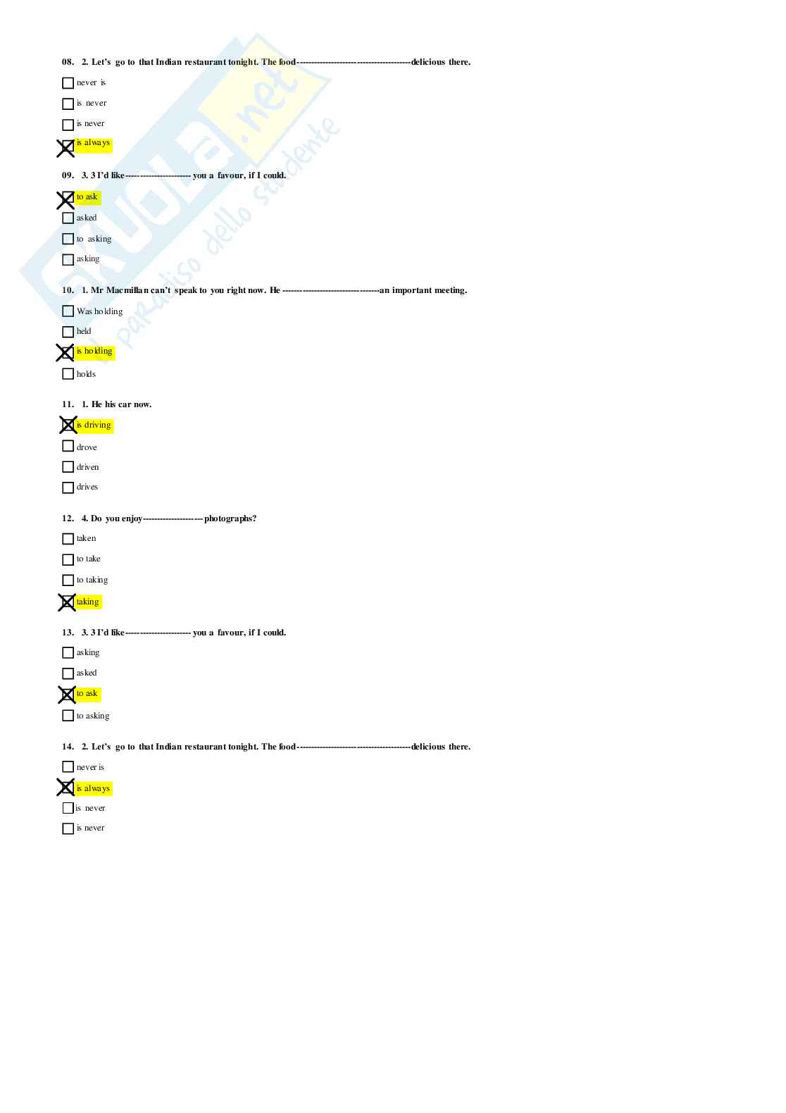 Risposte domande chiuse Lingua inglese aggiornate 2026  Pag. 6