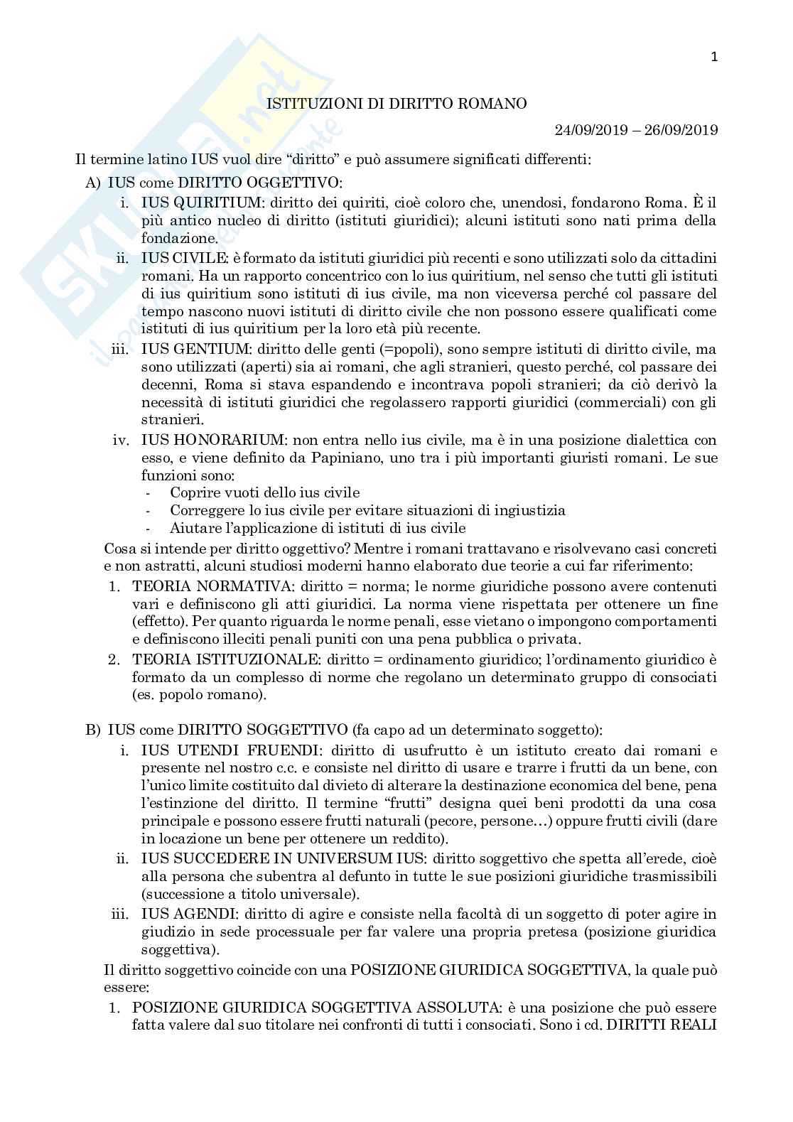 Istituzioni di diritto romano Pag. 1