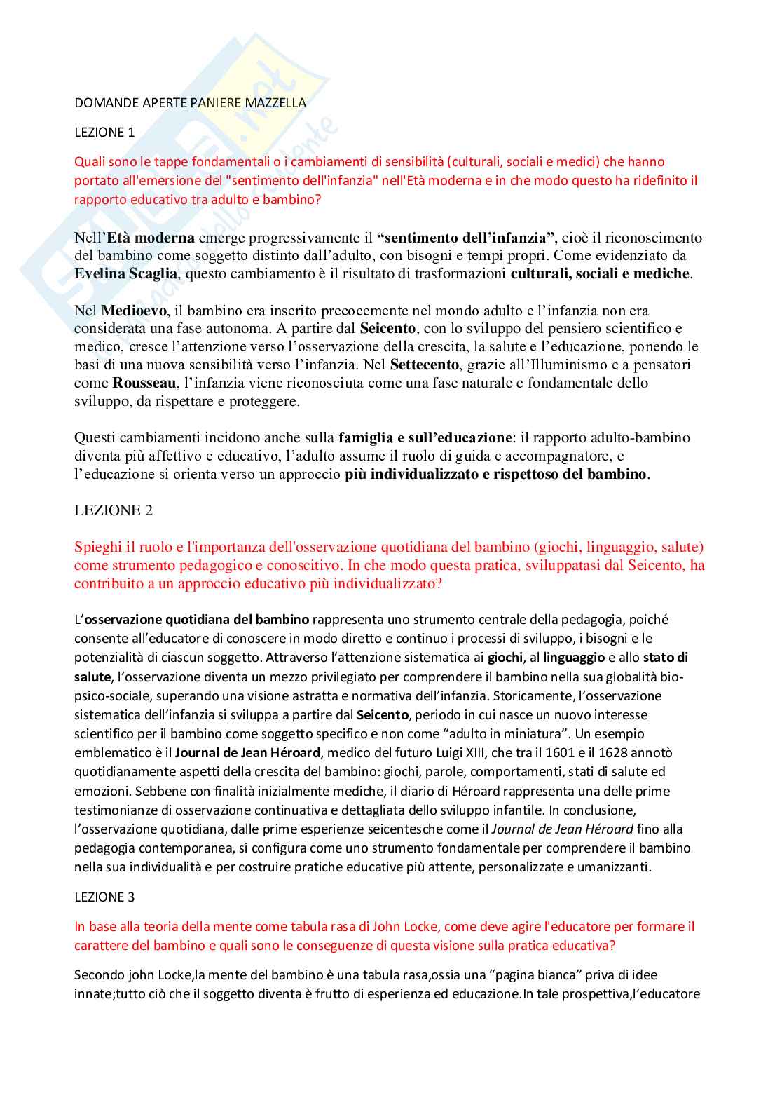 Paniere Storia della pedagogia  - Risposte aperte - aggiornato (2026) Pag. 2