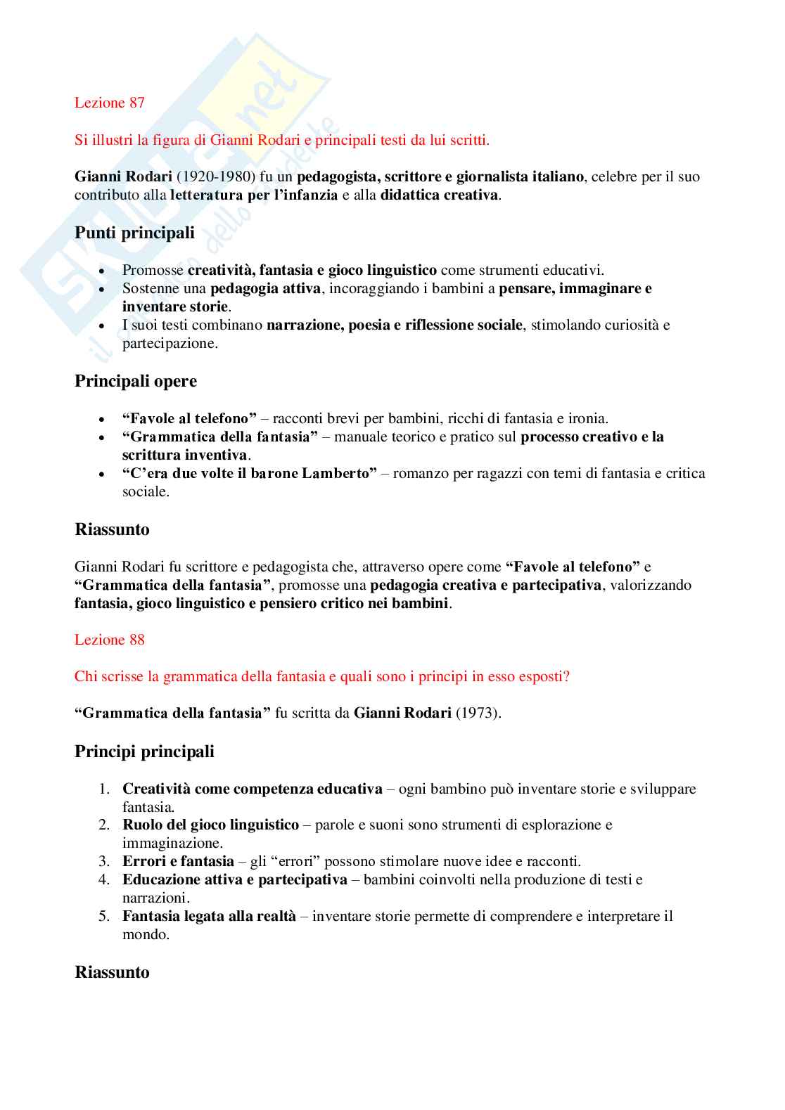 Paniere Storia della pedagogia  - Risposte aperte - aggiornato (2026) Pag. 46