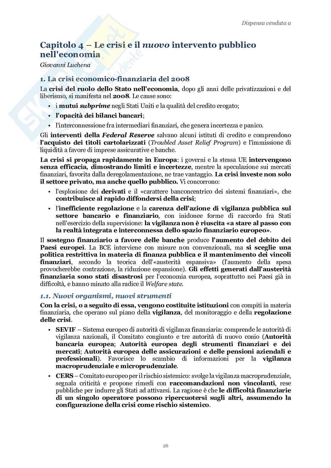 Riassunto esame Diritto dell'economia, Prof. Luchena Giovanni, libro consigliato Lezioni di diritto dell'economia, Bani, Di Porto, Luchena, Scotti Pag. 26