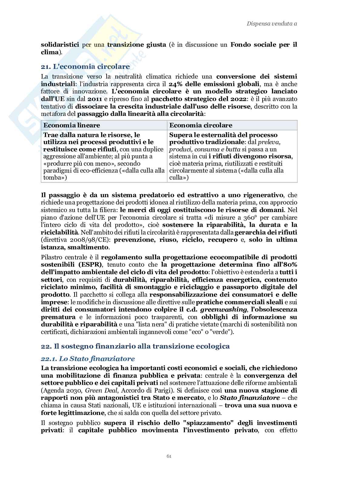Riassunto esame Diritto dell'economia, Prof. Luchena Giovanni, libro consigliato Lezioni di diritto dell'economia, Bani, Di Porto, Luchena, Scotti Pag. 61