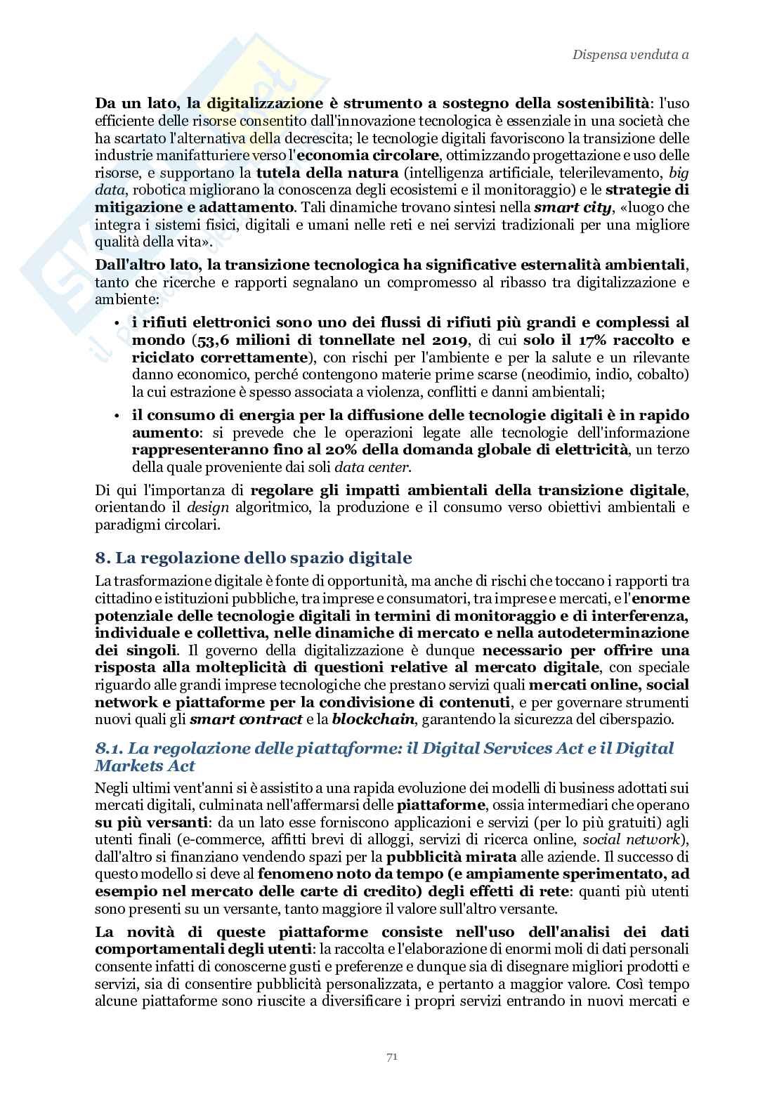 Riassunto esame Diritto dell'economia, Prof. Luchena Giovanni, libro consigliato Lezioni di diritto dell'economia, Bani, Di Porto, Luchena, Scotti Pag. 71