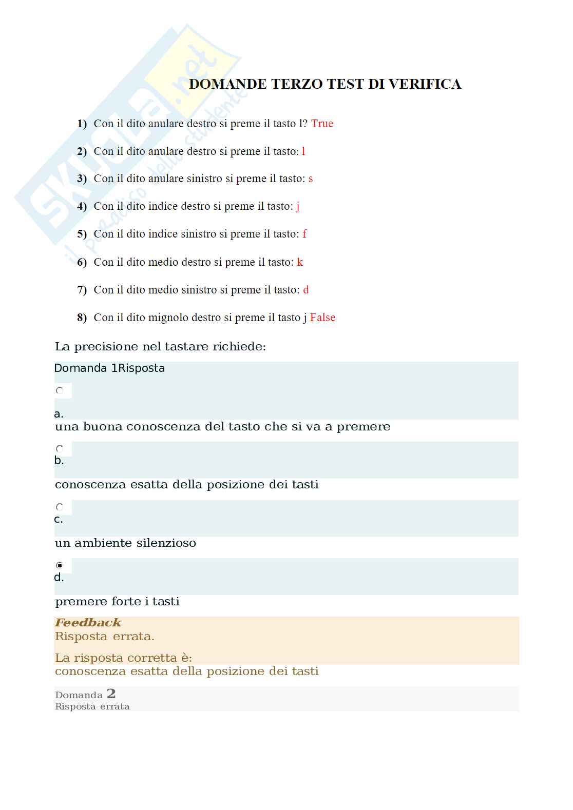 Domande e risposte Eipass 7 moduli - Testi di Dattilografia Pag. 11