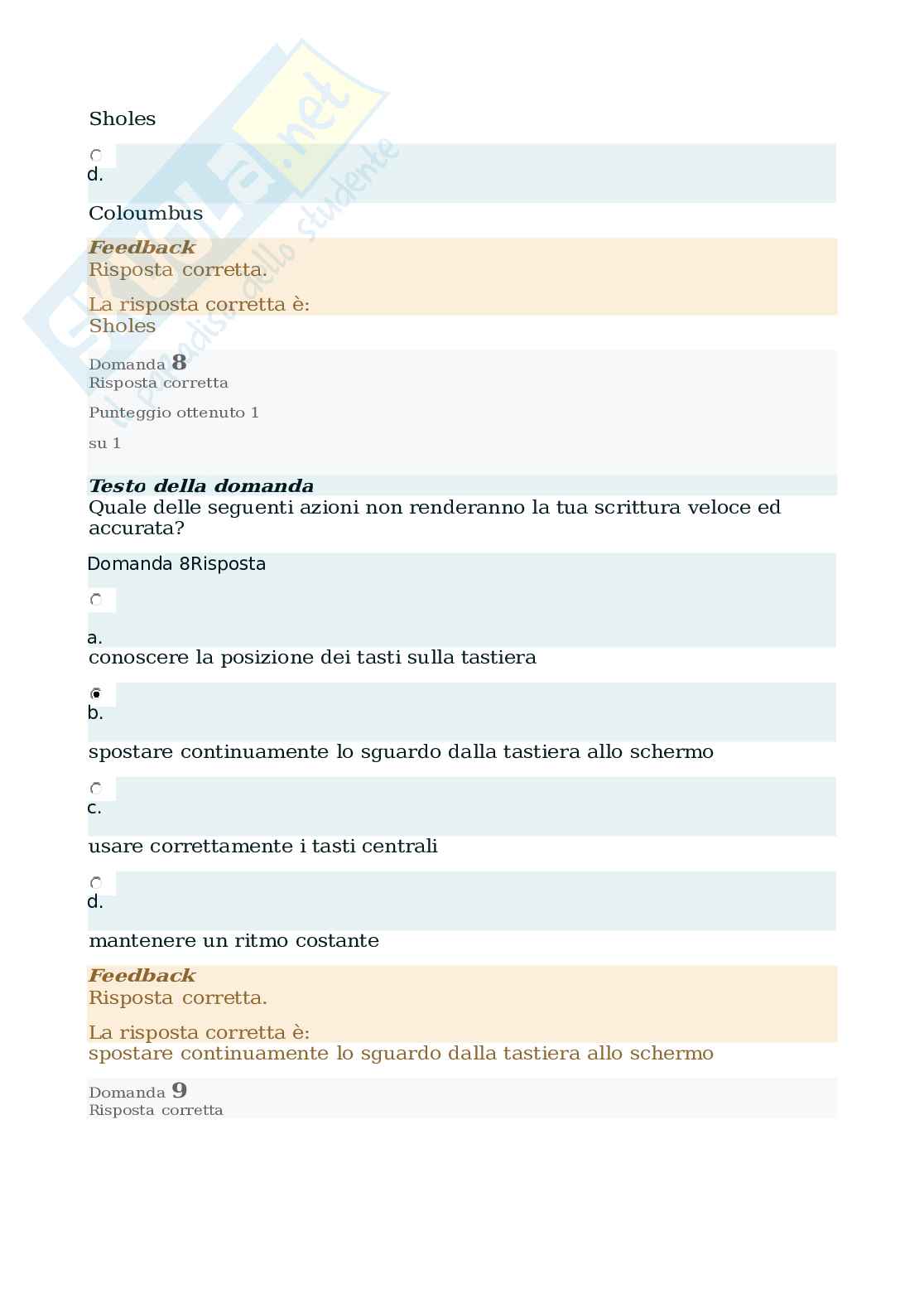 Domande e risposte Eipass 7 moduli - Testi di Dattilografia Pag. 16