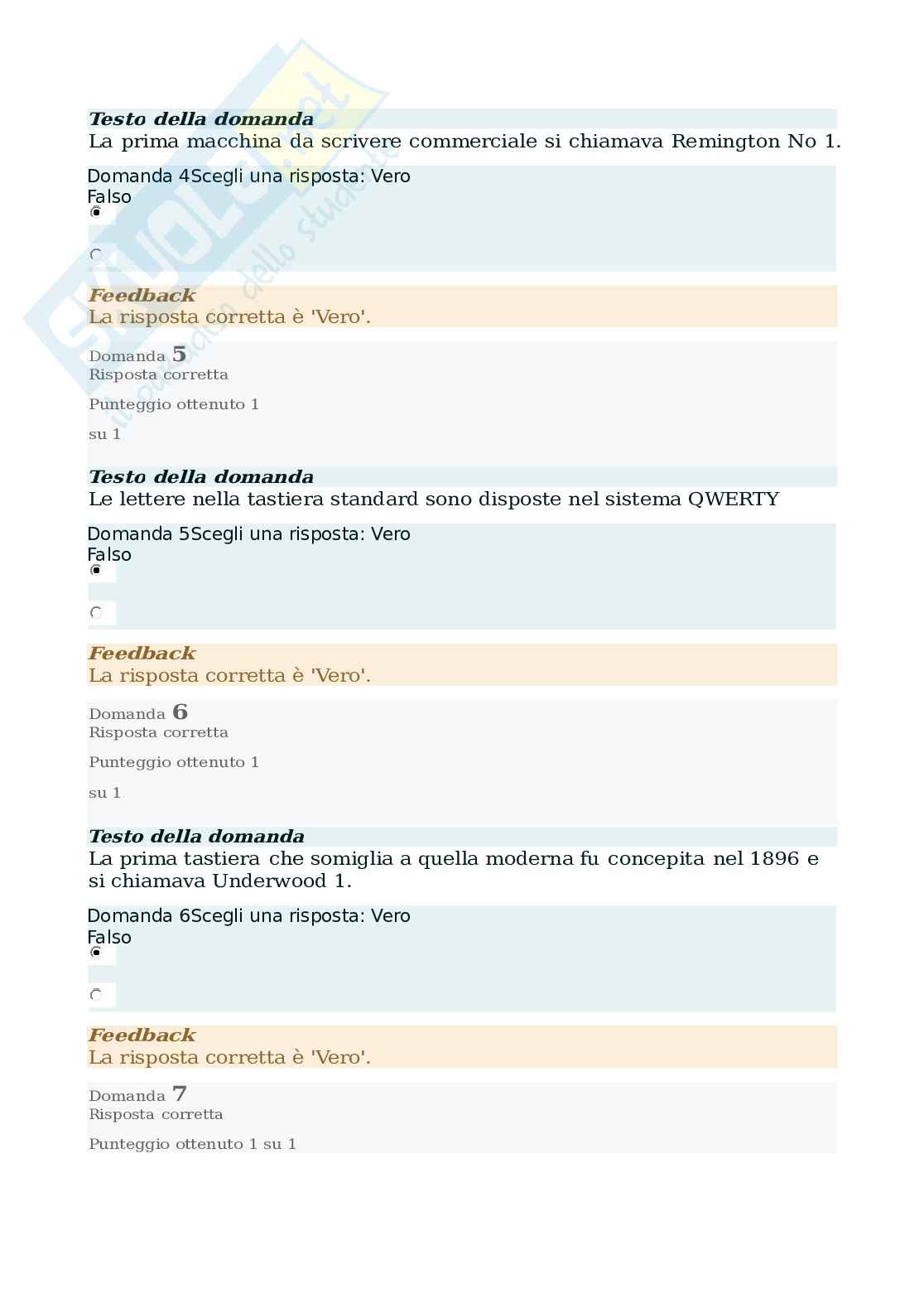Domande e risposte Eipass 7 moduli - Testi di Dattilografia Pag. 2