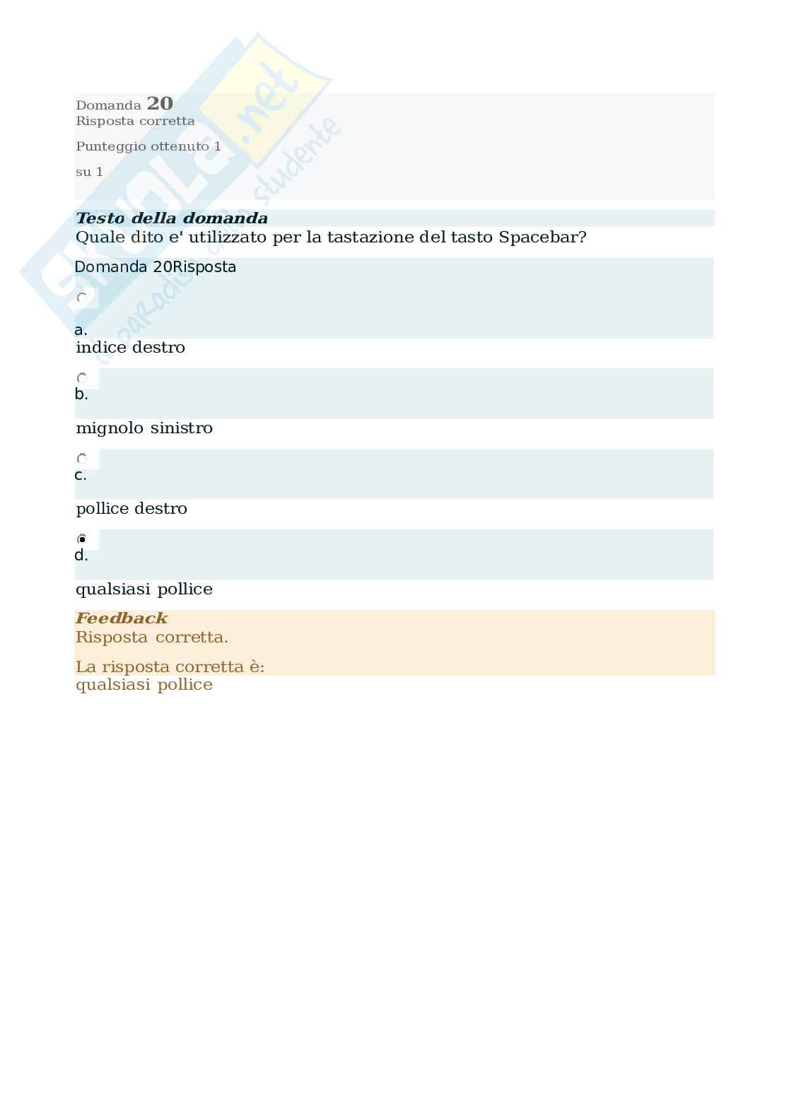 Domande e risposte Eipass 7 moduli - Testi di Dattilografia Pag. 26