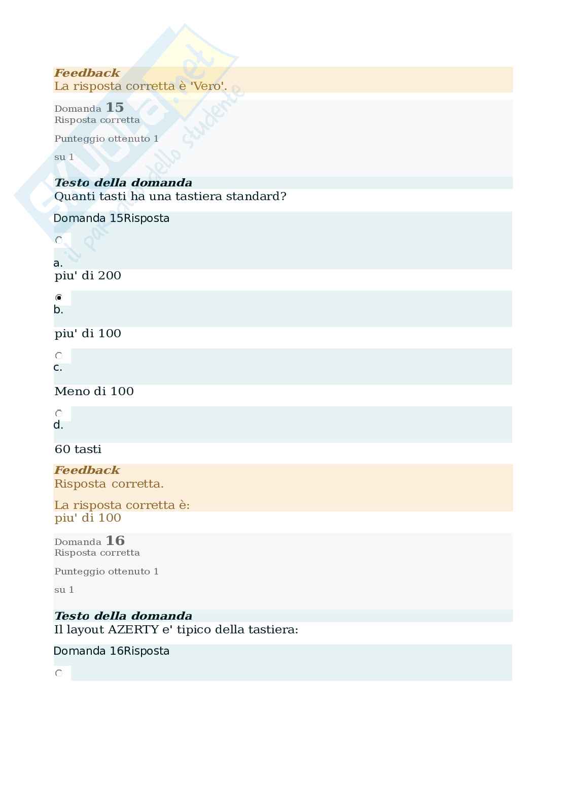 Domande e risposte Eipass 7 moduli - Testi di Dattilografia Pag. 6