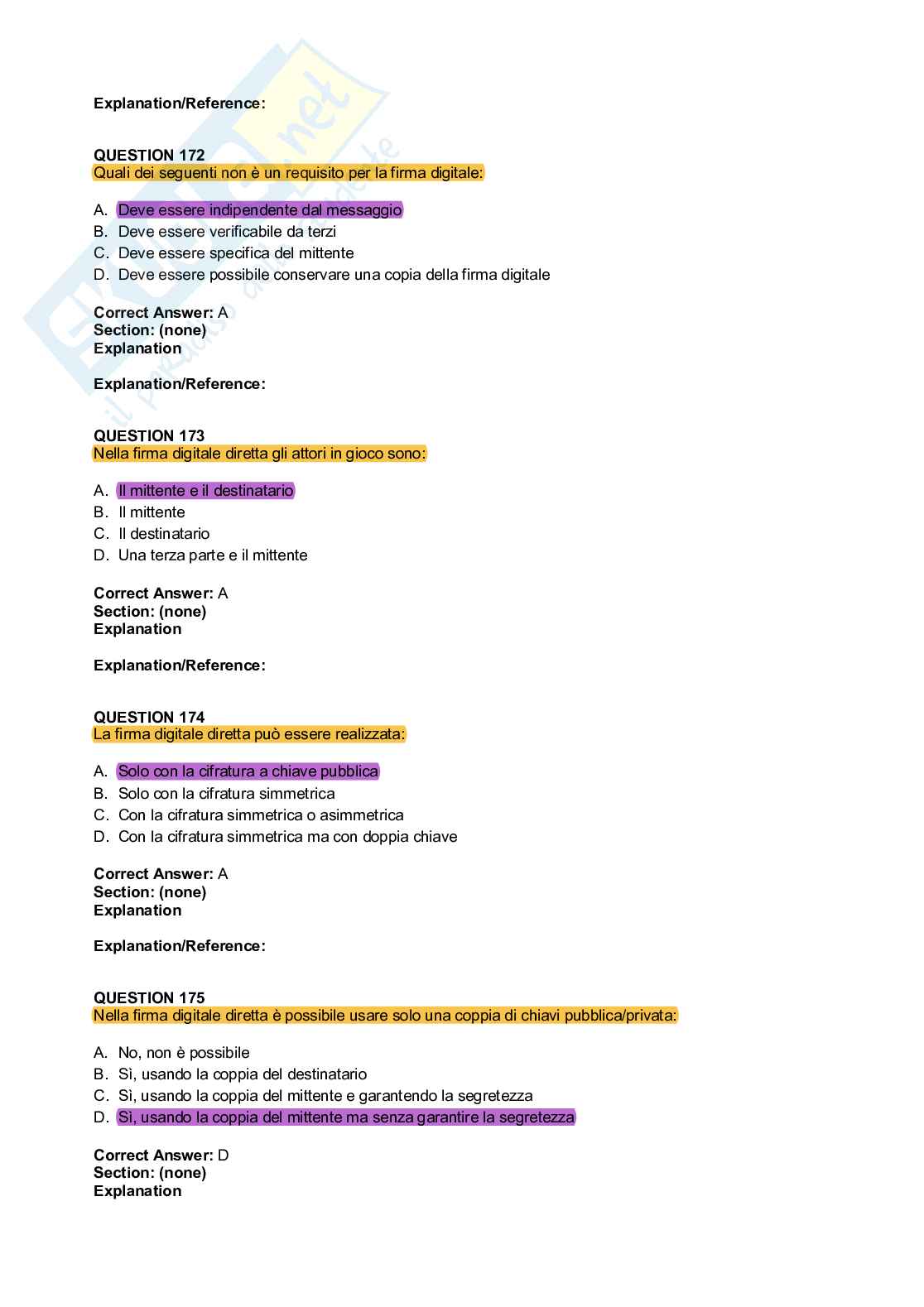 Paniere Domande Sicurezza nelle reti e Cyber Security Pag. 46