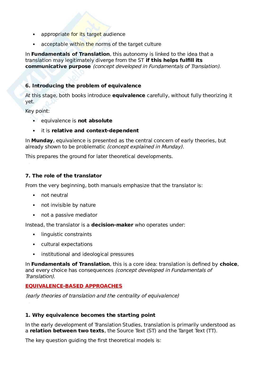 Riassunto esame Lingua e traduzione inglese, Prof. Zanotti Serenella, libro consigliato Fundamentals of translation , Colina Pag. 6