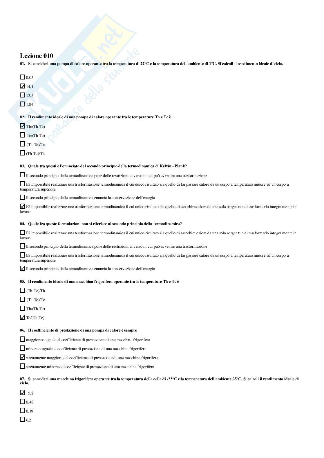 Fisica tecnica – Preparazione esame – Paniere completo risposte chiuse, A.A. 2025/2026 Pag. 16