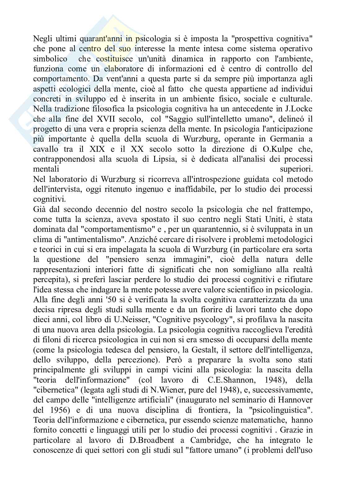 Lo studio dei processi cognitivi e la memorizzazione Pag. 1
