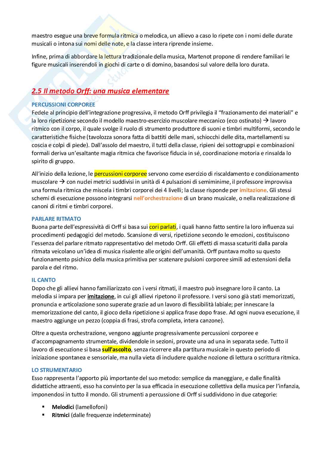 Riassunto esame Metodologia dell'educazione musicale, prof. Asinari, libro consigliato Didattica della musica nel Novecento, Dauphin Pag. 6
