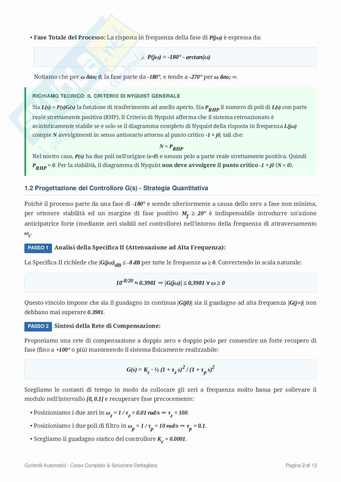 Esame Control Systems del 3 giugno 2026 Pag. 2