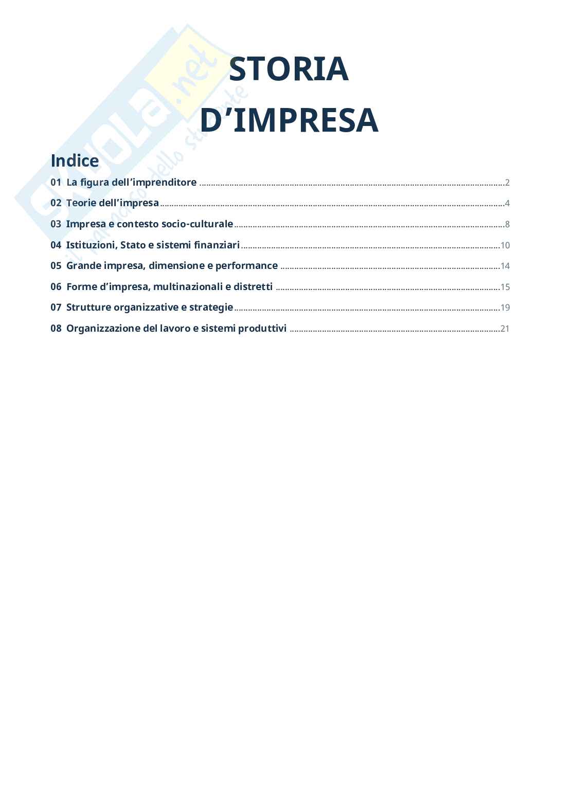 Riassunto esame Storia d'impresa, Prof. Ferrante Riccardo, libro consigliato Storia d'impresa, Toninelli Pag. 1