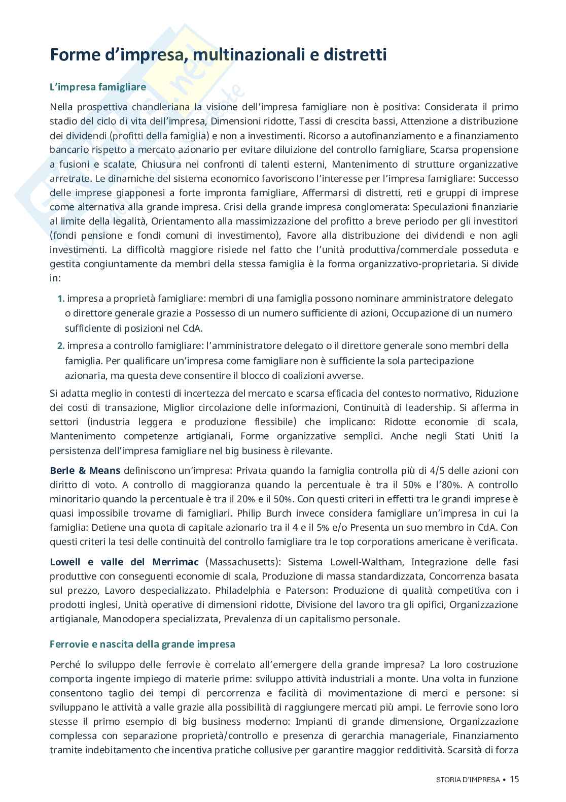 Riassunto esame Storia d'impresa, Prof. Ferrante Riccardo, libro consigliato Storia d'impresa, Toninelli Pag. 16