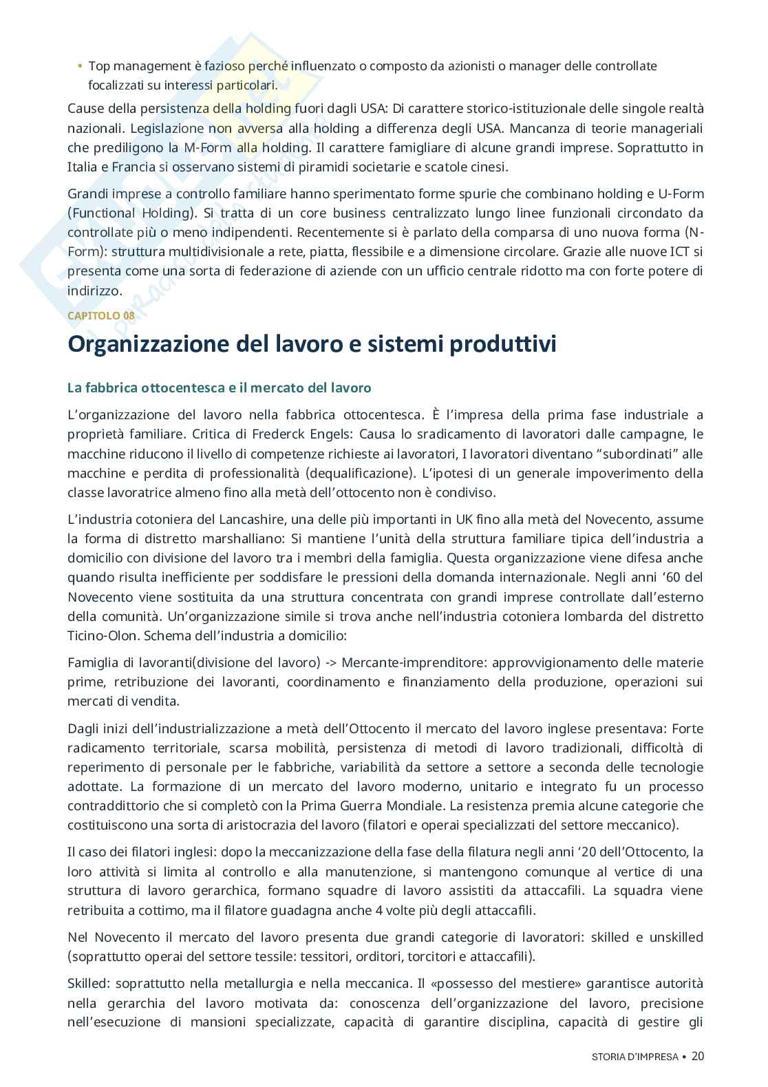 Riassunto esame Storia d'impresa, Prof. Ferrante Riccardo, libro consigliato Storia d'impresa, Toninelli Pag. 21