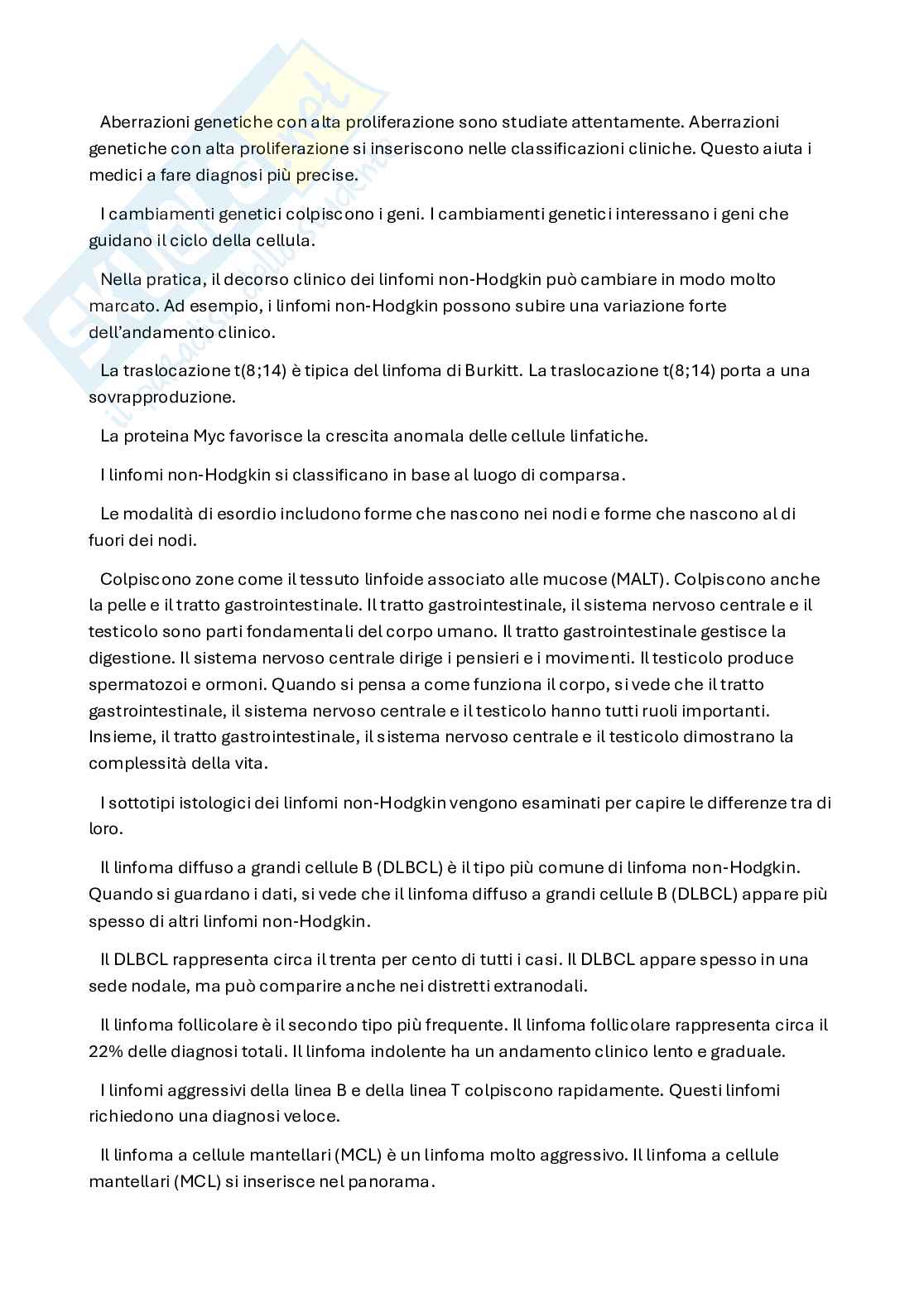 LH, NHL  e discrasie plasmacellulari Pag. 2