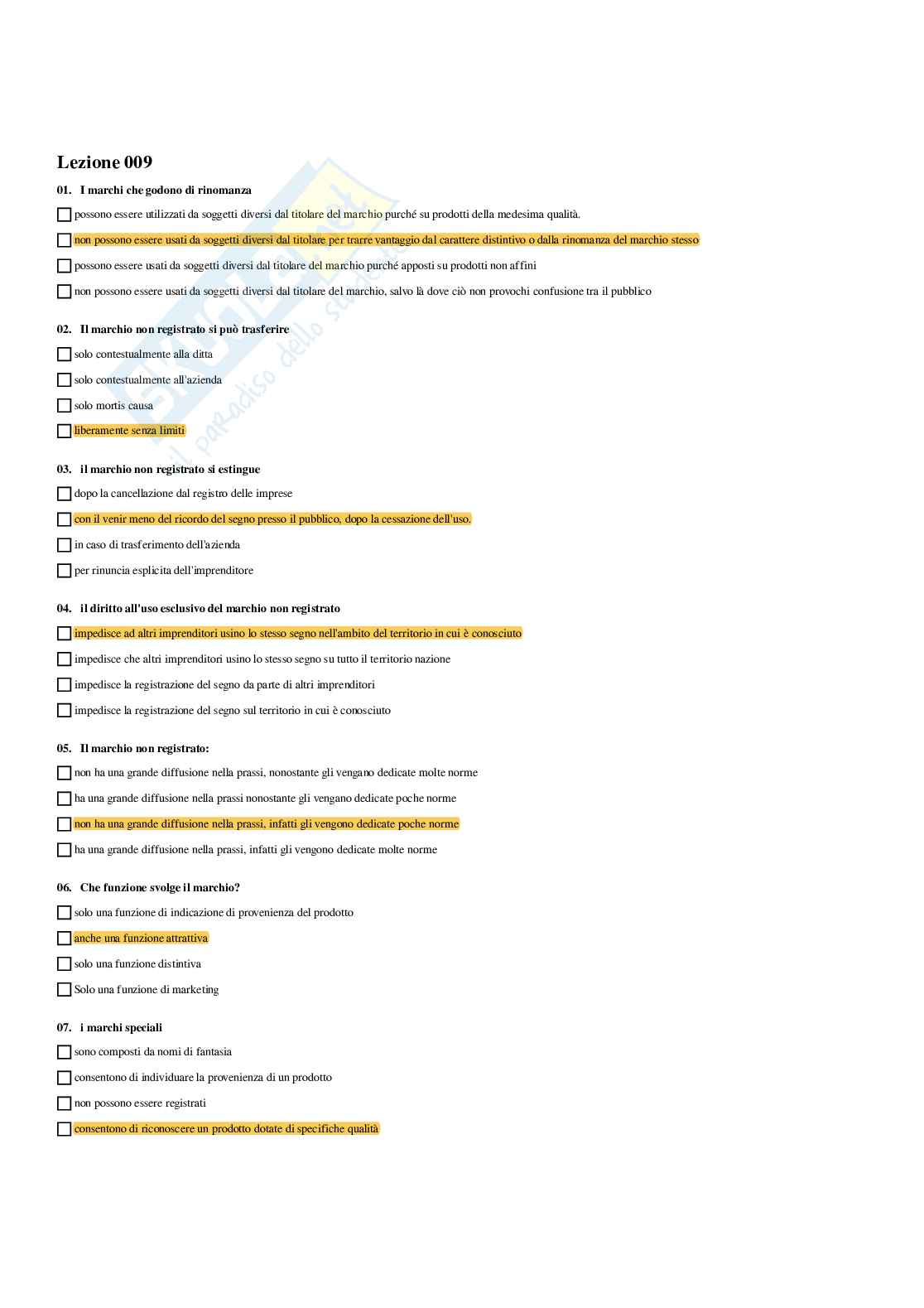 Paniere Diritto industriale e proprietà intellettuali - risposte multiple Pag. 6