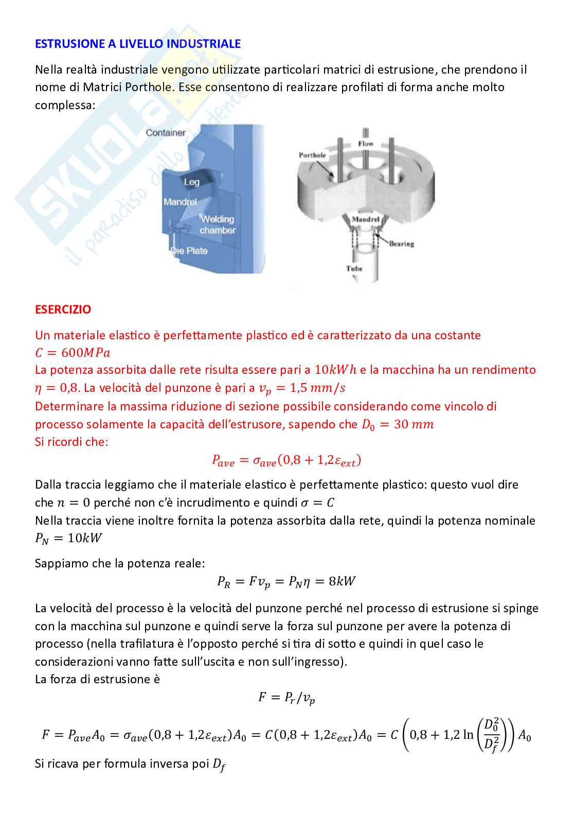 Tecnologie industriali, parte 5 - Estrusione Pag. 11