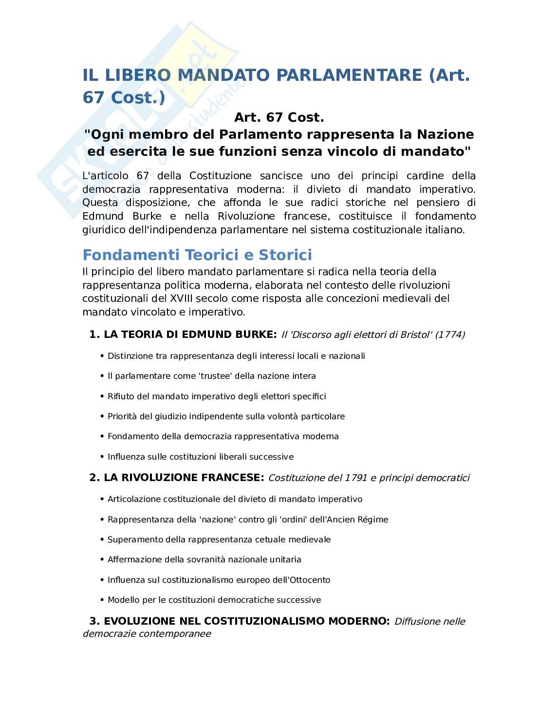 Libero mandato insindacabilità indennità Pag. 2