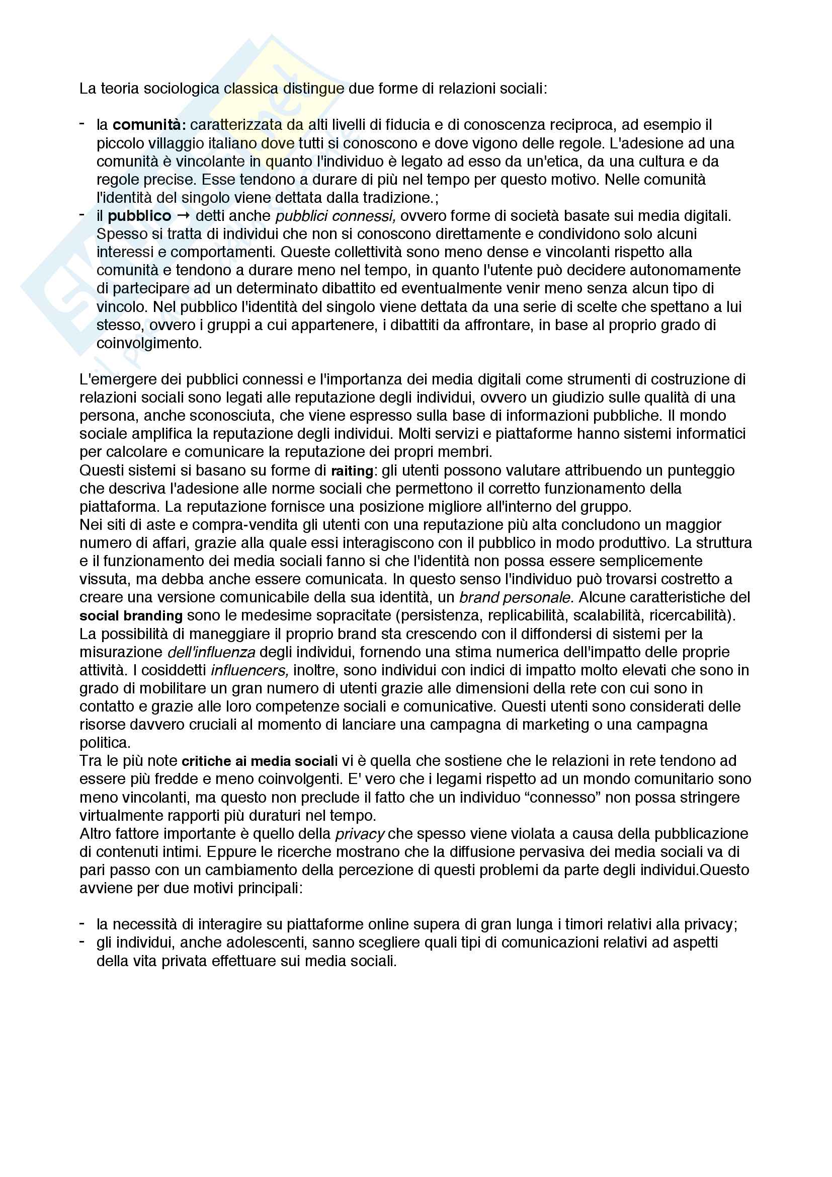 Riassunto esame Comunicazione multimediale, prof. Pireddu, libro consigliato Introduzione ai media e sociologia dei processi culturali Pag. 11