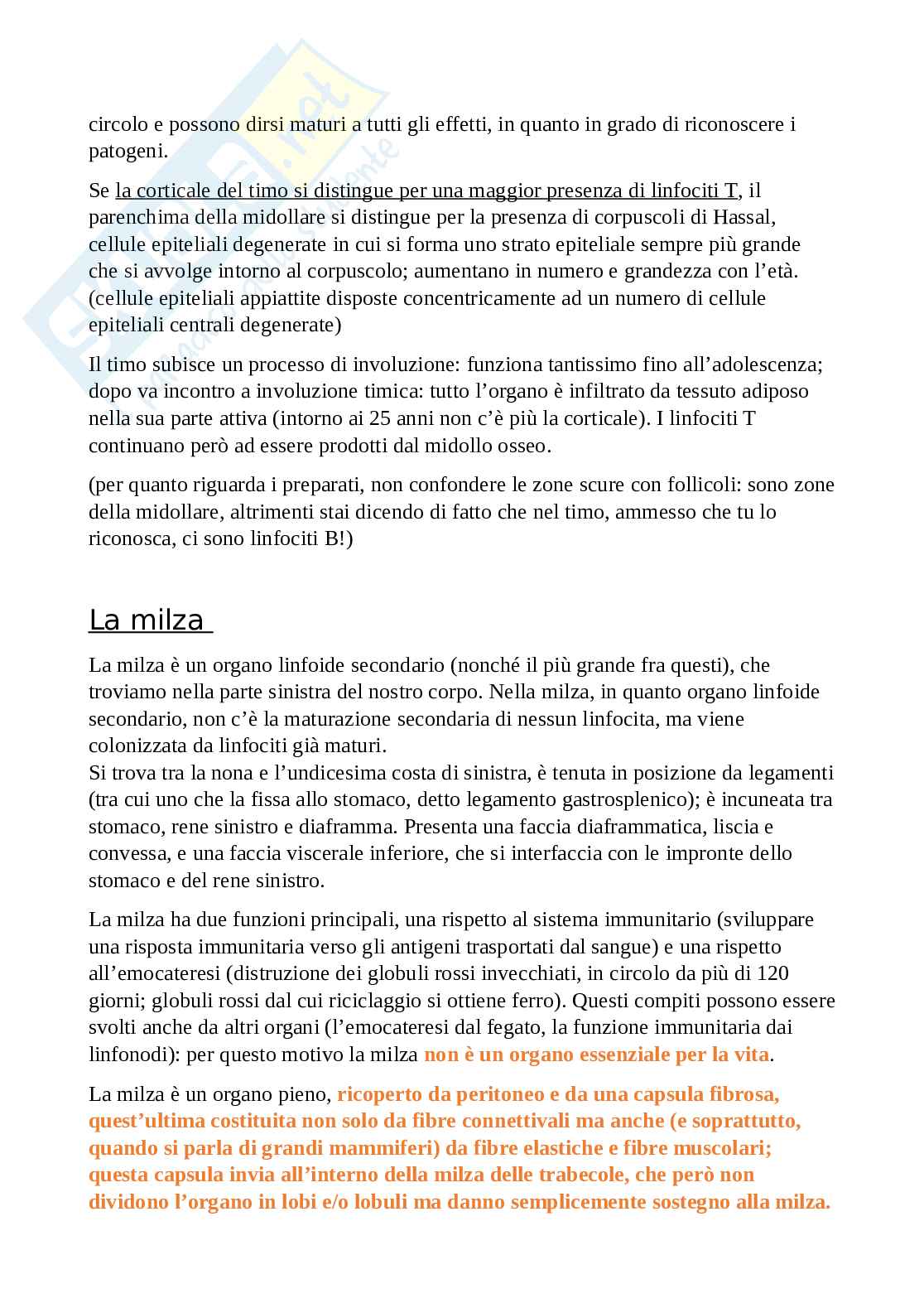 Riassunto esame di Anatomia Umana, prof. Follo, libro consigliato Anatomia umana, Martini, Timmons, Tallitsch (parte sistema linfatico) Pag. 6
