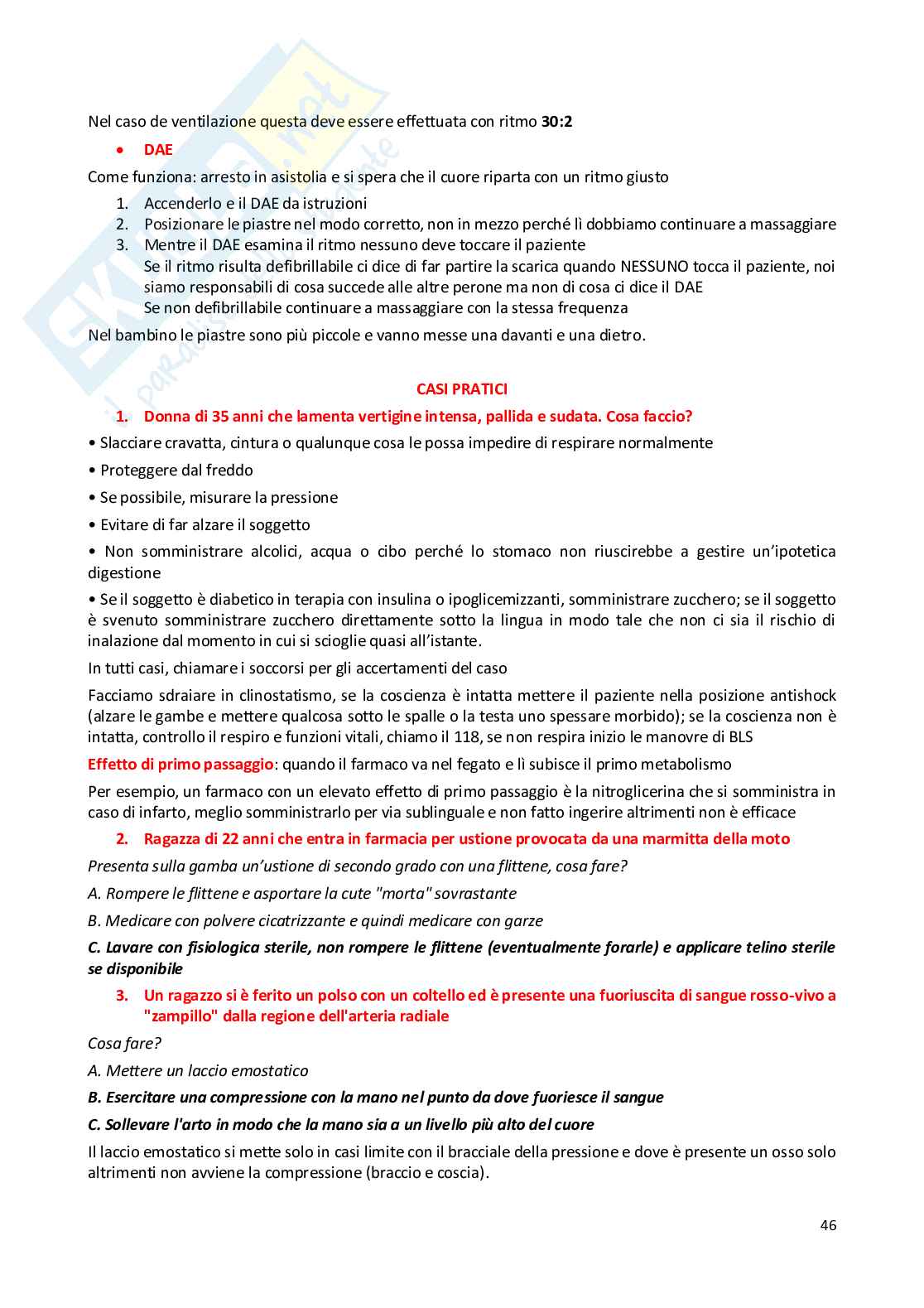 Appunti di Primo Soccorso in Farmacia completo Pag. 46