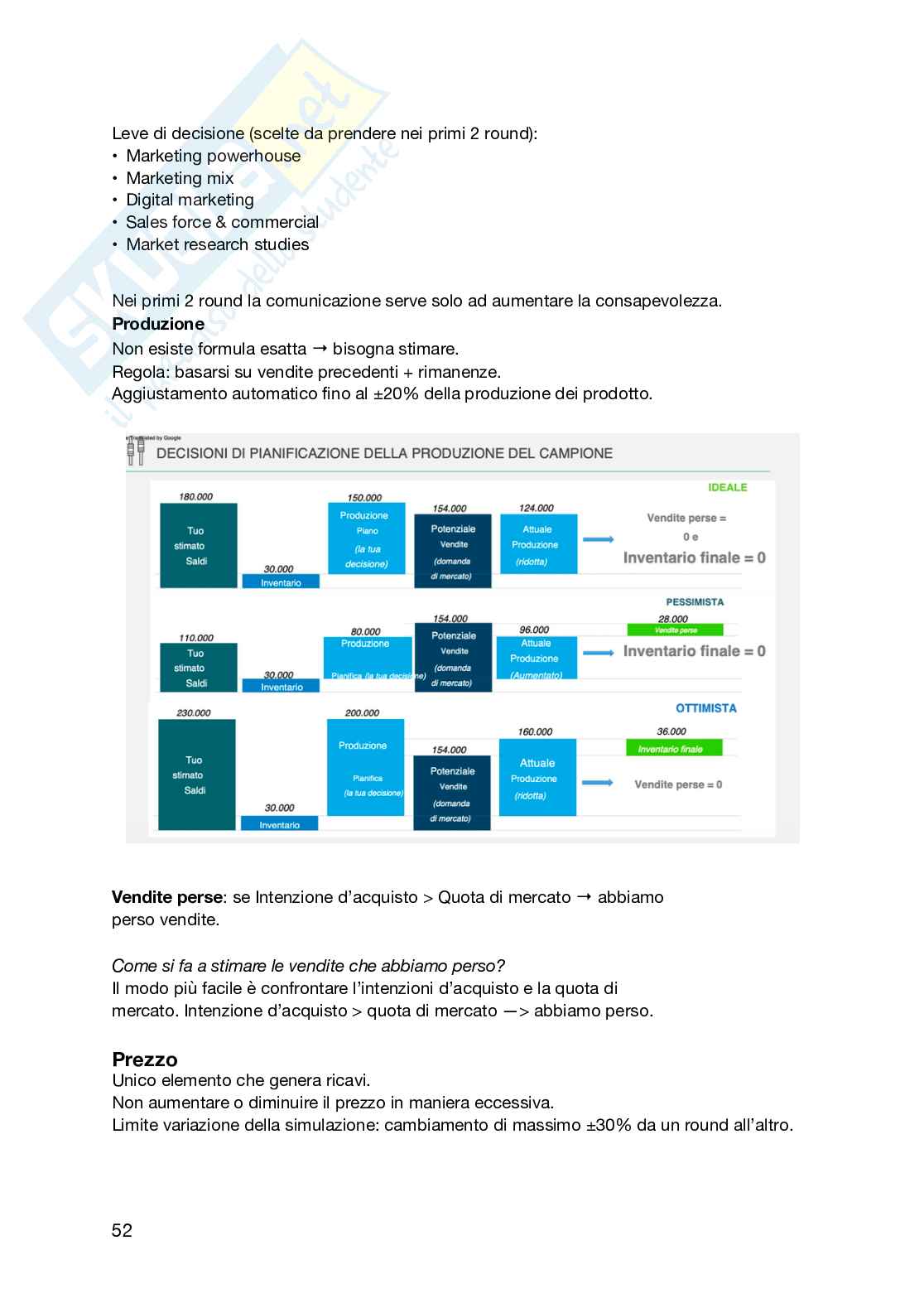 Riassunto esame Fondamenti di marketing, Prof. Pozharliev Rumen, libro consigliato Markstrat’s Partecipant Handbook – Strategic Marketing – Consumer Goods, Larréché, Gatigon, Triolet Pag. 51