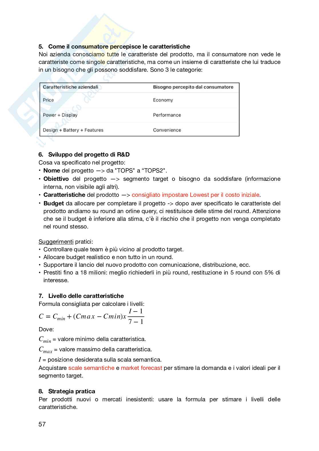 Riassunto esame Fondamenti di marketing, Prof. Pozharliev Rumen, libro consigliato Markstrat’s Partecipant Handbook – Strategic Marketing – Consumer Goods, Larréché, Gatigon, Triolet Pag. 56
