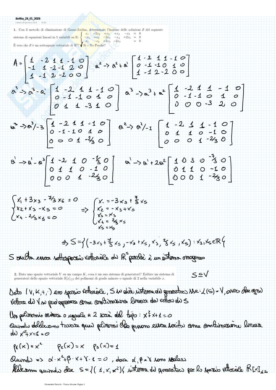 Geometria e Algebra lineare Pag. 1