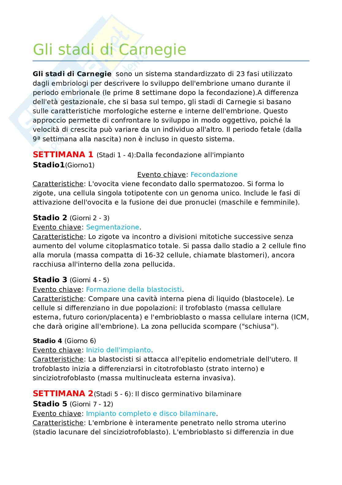 Embriologia Pag. 1