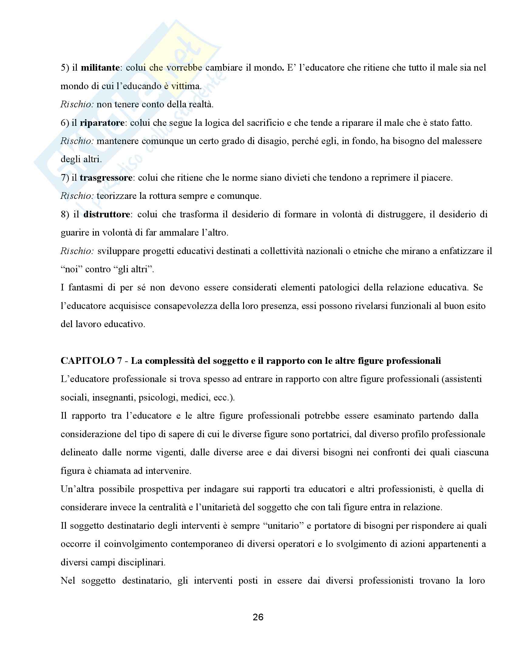 Riassunto esame Pedagogia generale, prof. Tramma, libro consigliato L'educatore imperfetto Pag. 26
