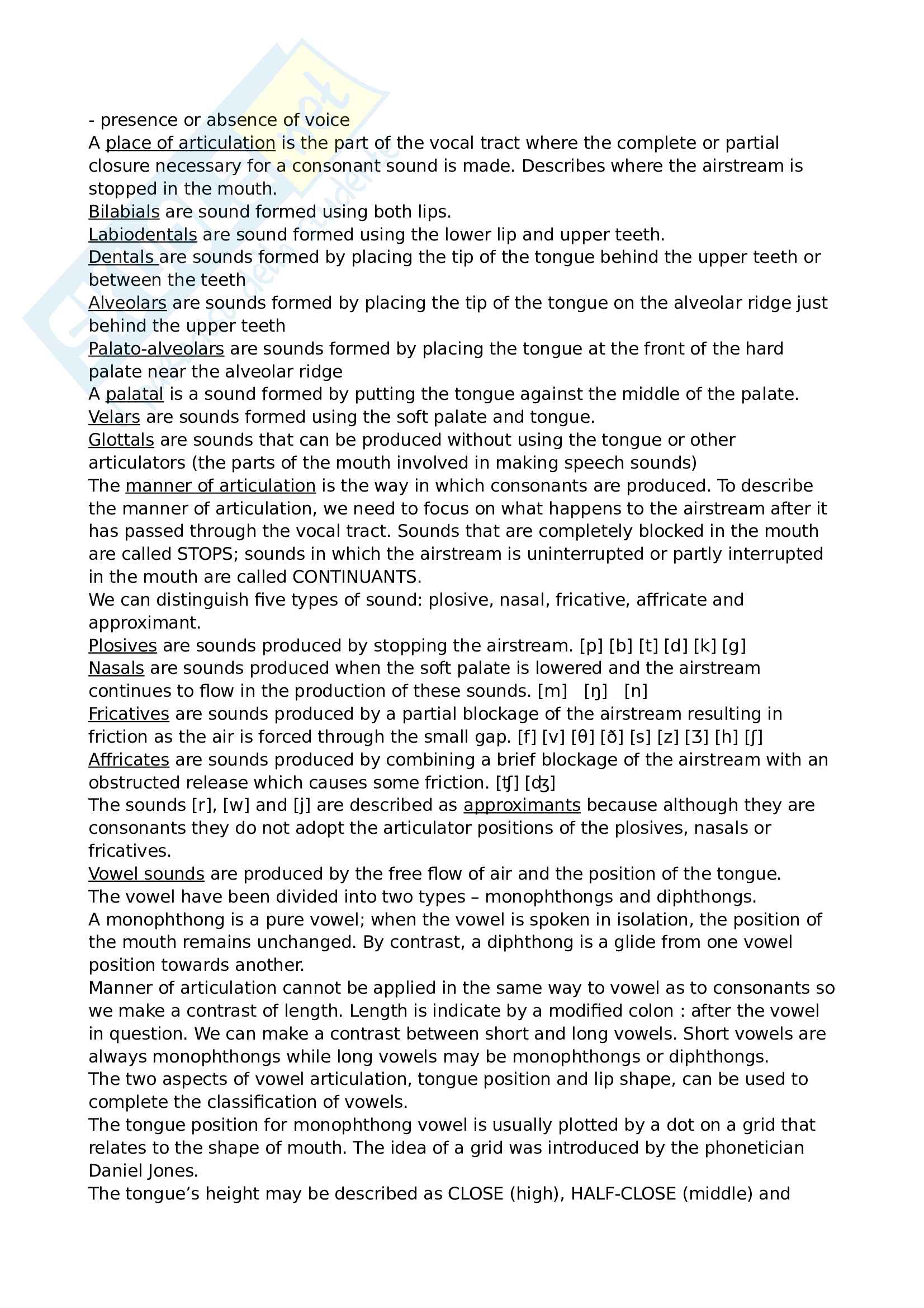 Riassunto esame linguistica inglese, prof. Sturiale, libro consigliato The Framework of English, Ballard Pag. 2