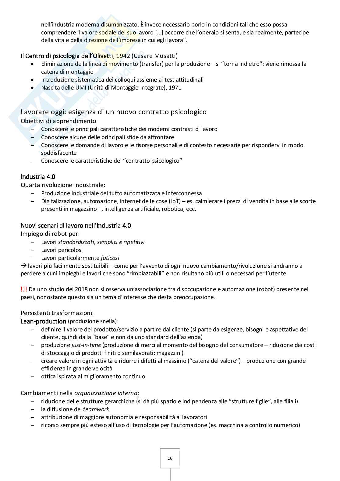 Psicologia del lavoro Pag. 16